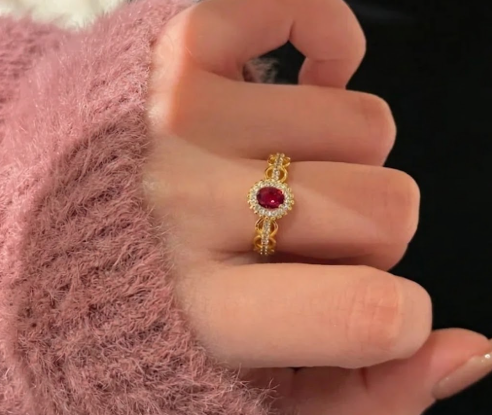 Garnet Halo ring